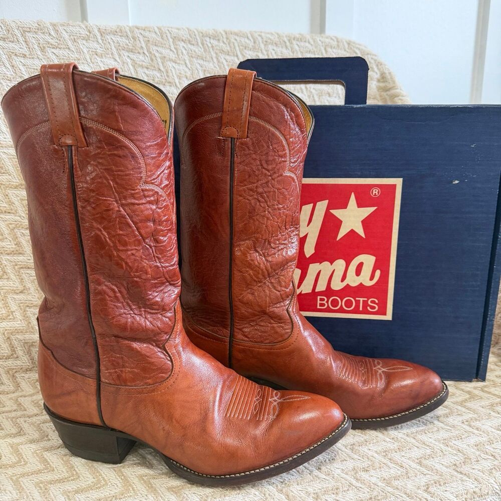 Vintage Tony Lama Men’s 5084 Brown Leather Cowboy Western Boots Size 10.5